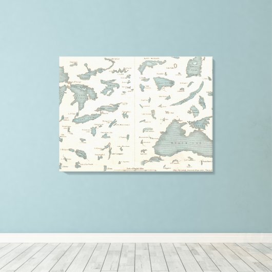  meren van de Wereldkaart (1860) Canvas Afdruk (Insitu (Houten vloer))