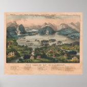  meren van Killarney Pictorial Map (1868) Poster (Voorkant)