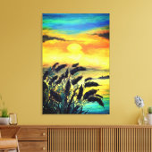 Meren Zonsondergang - Aquarel Canvas Afdruk (Insitu (Woonkamer))