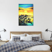 Meren Zonsondergang - Aquarel Canvas Afdruk (Insitu (Slaapkamer))