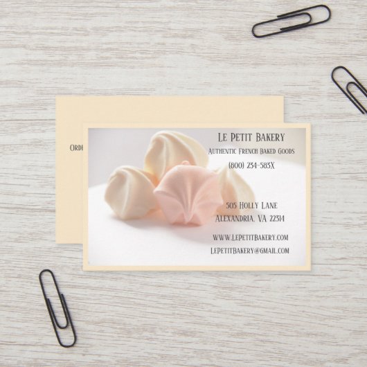 Merengue Bakery Baker Pastry Bake Shop Chef Visitekaartje (Voorkant / Achterkant in situ)