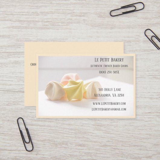 Merengue Bakery Baker Pastry Bake Shop Chef Visitekaartje (Voorkant / Achterkant in situ)
