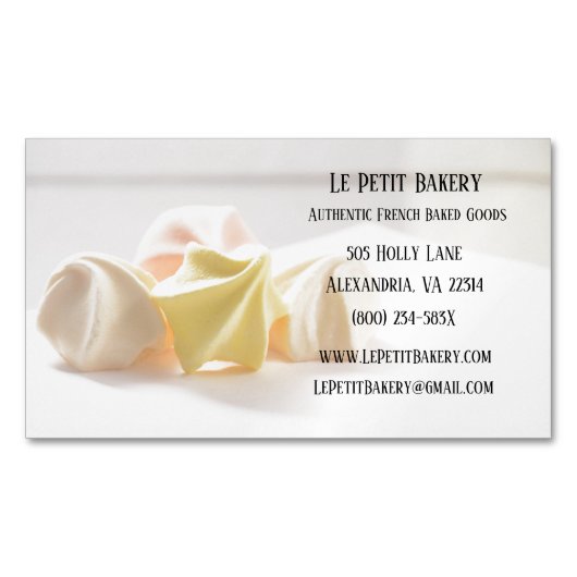 Merengue Food Pastry Chef Bakkerij Baker Magnetisch Visitekaartje (Voorkant)