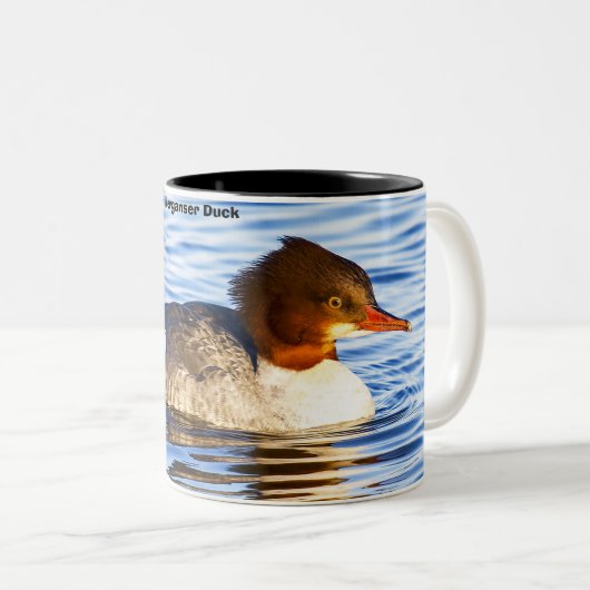 Merganser Duck Tweekleurige Koffiemok (Voorkant rechts)