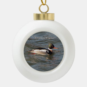Merganser-ornament met rode borst keramische bal ornament