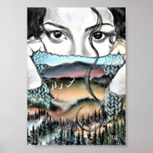 Merge Nature Poster Print Vrouw Gevoel - Schilderi