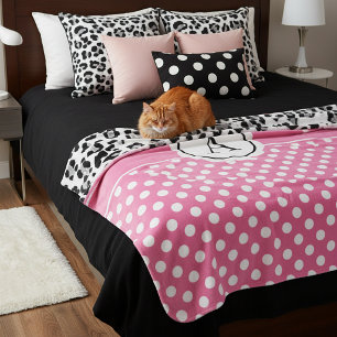 Mergelijk stippen en dierenprint monogram sherpa deken