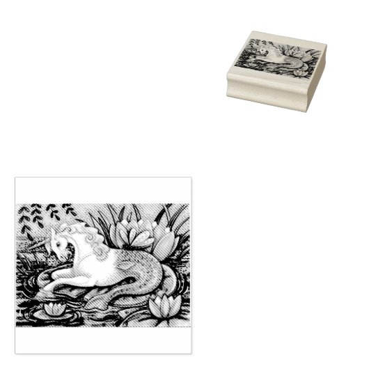 MERHORSE EN LILY PADS FANTASY RUBBER STAMP RUBBERSTEMPEL (Gestempeld)