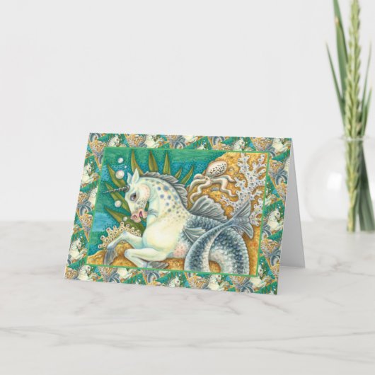 MERHORSE EN WITTE OCTOPUS, FANTASY UNICORN Blank Kaart (Voorkant)