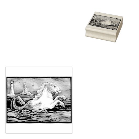 MERHORSE & LIGHT HOUSE FANTASY RUBBER STEMPEL (Gestempeld)