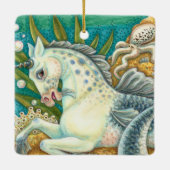 MERHORSE & WHITE OCTOPUS, FANTASY UNICORN HORSE KERAMISCH ORNAMENT (Achterkant)