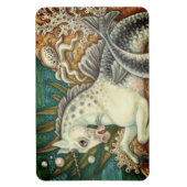 MERHORSE & WHITE OCTOPUS, FANTASY UNICORN HORSE MAGNEET (Verticaal)