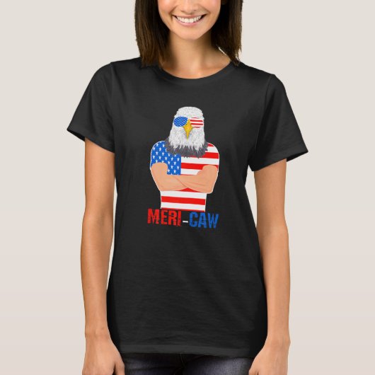 Meri Caw cool Bald Eagle Patriotic op 4 juli Manne T-shirt (Voorkant)