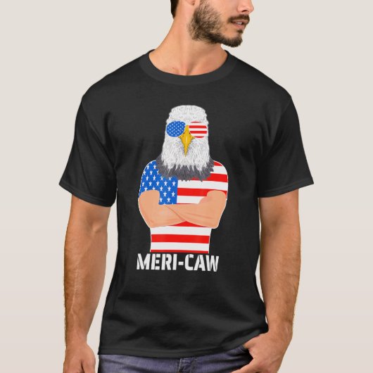 Meri-Caw Cool Bald Eagle Patriottische 4 juli Mann T-shirt (Voorkant)