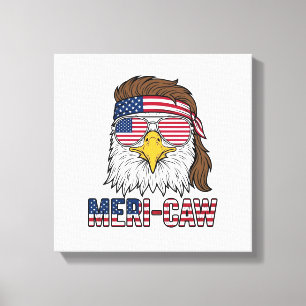 Meri-Caw Patriottische Adelaar Vintage Gravure Shi Canvas Afdruk