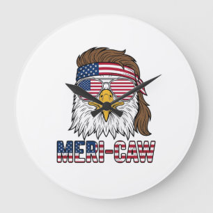 Meri-Caw Patriottische Adelaar Vintage Gravure Shi Grote Klok