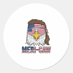 Meri-Caw Patriottische Adelaar Vintage Gravure Shi Ronde Sticker