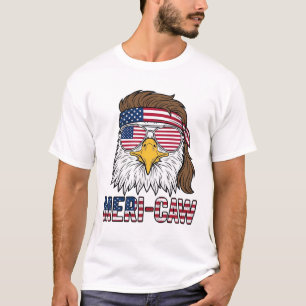 Meri-Caw Patriottische Adelaar Vintage Gravure Shi T-shirt