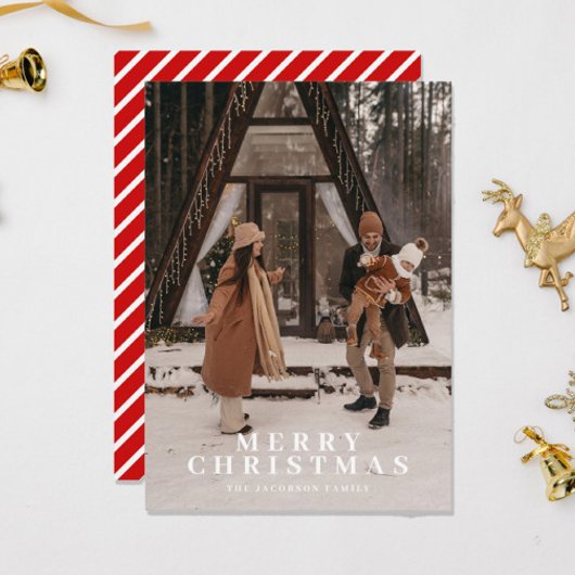 MERI feestelijke rode strepen foto kerst Kaart