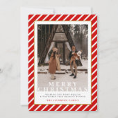 MERI feestelijke rode strepen foto kerst Kaart (Voorkant)