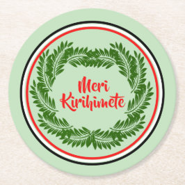 Meri Kirihimete Maori Merry kerst Ronde Kartonnen Onderzetter