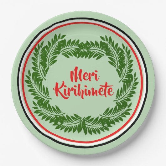 Meri Kirihimete Maori Merry Kerstmis 9" Papieren Bordje (Voorkant)