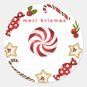 Meri Krismas Ronde Sticker (Voorkant)