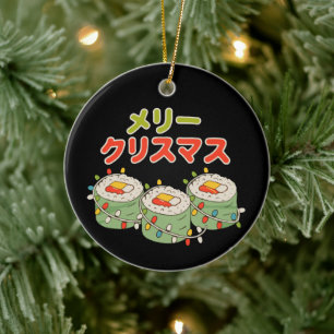 Meri Kurisumasu Japanse Sushi Lichtjes Kerstmis Keramisch Ornament