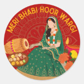 Meri Pyari bhabi Desi Mehndi Art Ronde Sticker (Voorkant)