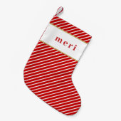 MERI Schattigee Feestelijke Rode Witte Strepen Aan Kleine Kerstsok (Voorkant (Hangend))