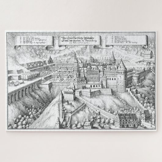 MERIAN: Heidelberg Castle en Royal Gardens 1620 Legpuzzel (Horizontaal)