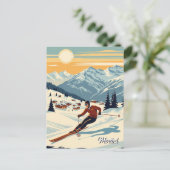 Méribel France Skiën Briefkaart (Staand voorkant)