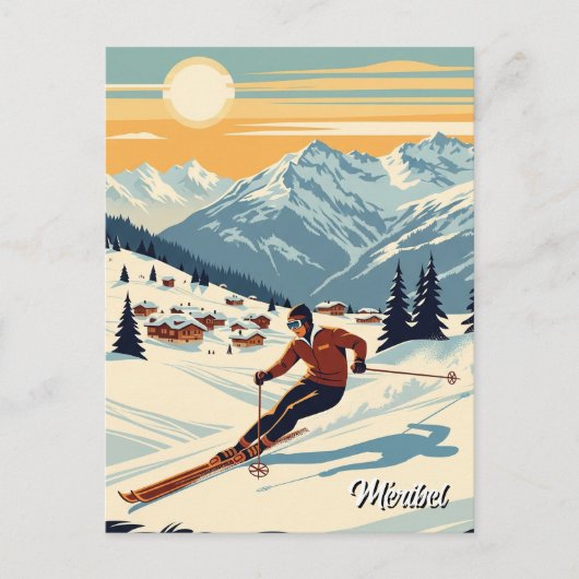 Méribel France Skiën Briefkaart (Voorkant)