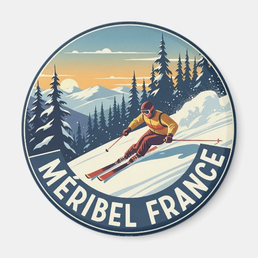 Méribel France Skiën Magneet (Voorkant)