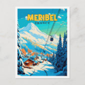 Meribel Frankrijk vintage reisillustratie Briefkaart (Voorkant)
