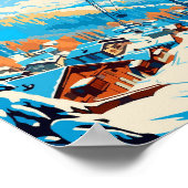 Meribel Frankrijk vintage reisillustratie Poster (Hoek)