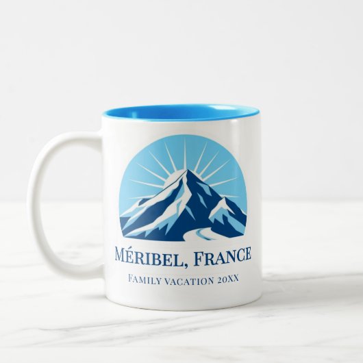 Méribel Meribel Frankrijk skigebied souvenir Tweekleurige Koffiemok (Links)