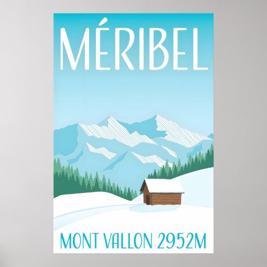 Méribel Minimalistische Skigebied Reisposter Poster (Voorkant)