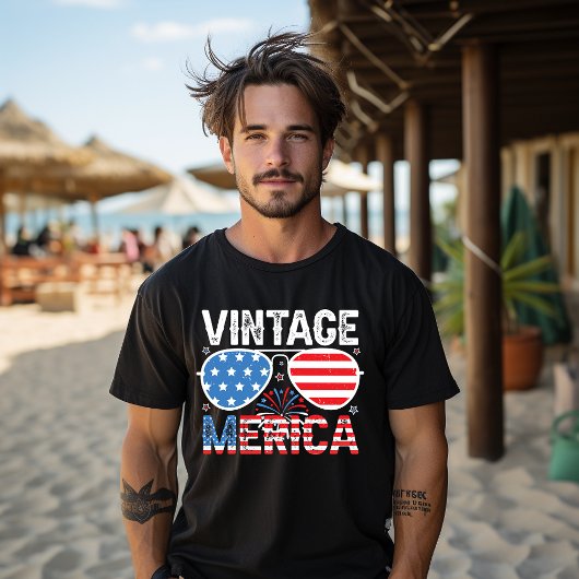Merica 4 juli Amerikaanse Vlag Retro T-shirt