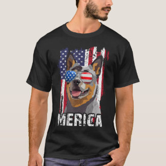 Merica 4 juli Australische veedrijvershond Amerika T-shirt