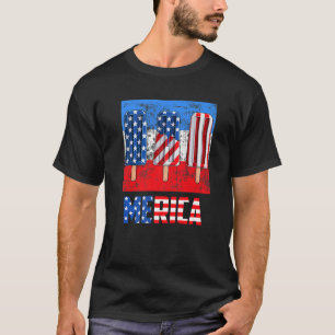 Merica 4 juli Popsicle rood wit blauw Amerika T-shirt