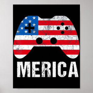 Merica, 4 juli Video Game Gamer Kinder jongens Man Poster