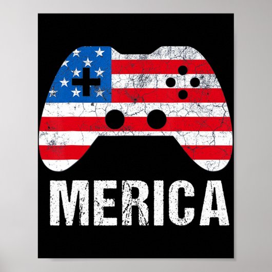 Merica, 4 juli Video Game Gamer Kinder jongens Man Poster (Voorkant)