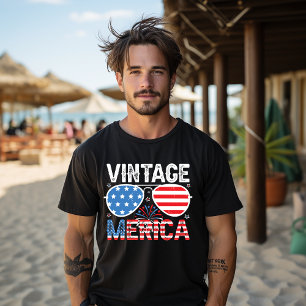 Merica 4 juli Vintage Amerikaanse Vlag Retro T-shirt