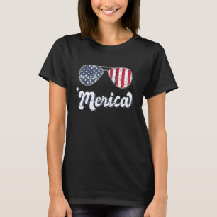 Merica 4 juli vintage Amerikaanse vlag T-shirt