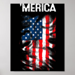 Merica 4 juli vintage vlag voor onafhankelijkheid poster