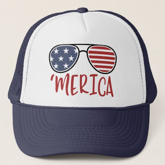 Merica 4 juli Zonnebril Zomer Hoed Trucker Pet (Voorkant)