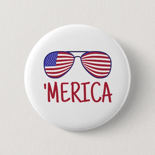 "Merica 4th of julbril Ronde Button 5,7 Cm (Voorkant)