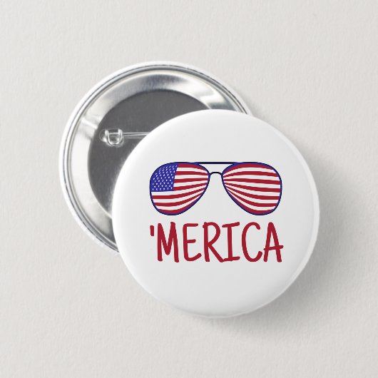 "Merica 4th of julbril Ronde Button 5,7 Cm (Voorkant /achterkant)