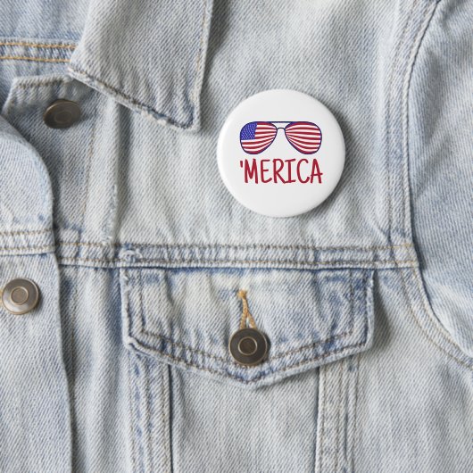 "Merica 4th of julbril Ronde Button 5,7 Cm (In situ)